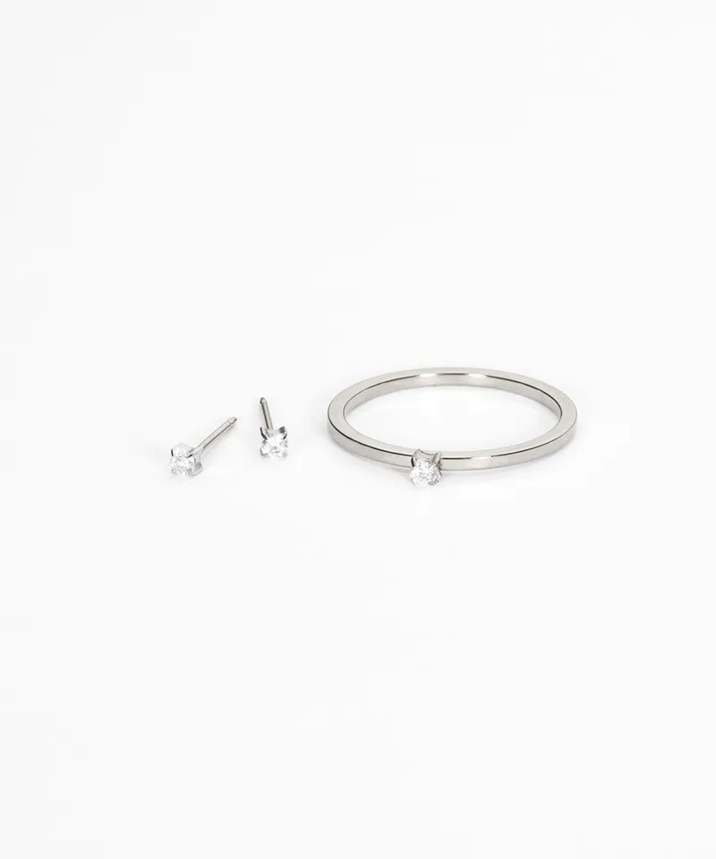Blomdahl Tiffany Tiny ring CZ white titan hudvennlig