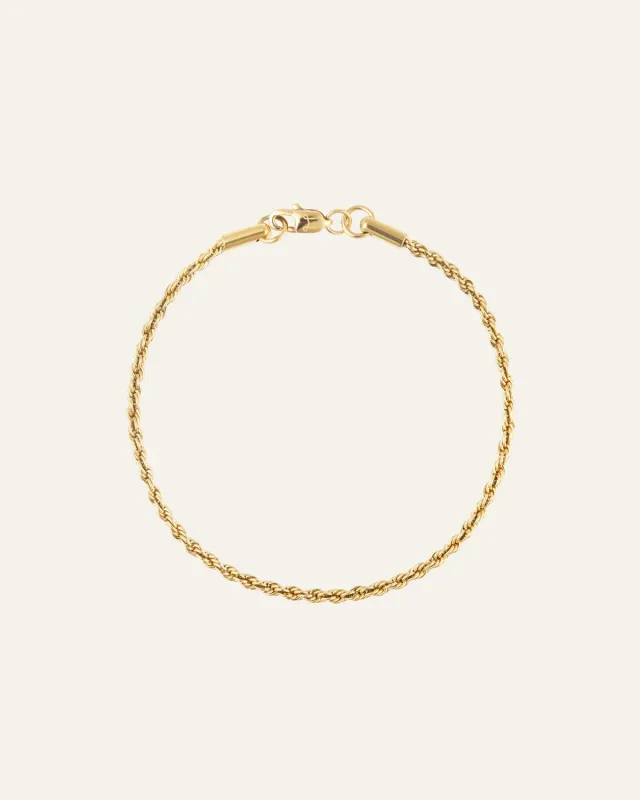 Mockberg Thin Rope Bracelet armbånd gull vanntett