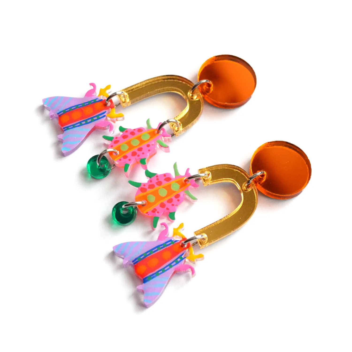BooandBooFactory Orange Arch Insect øredobber 64 mm