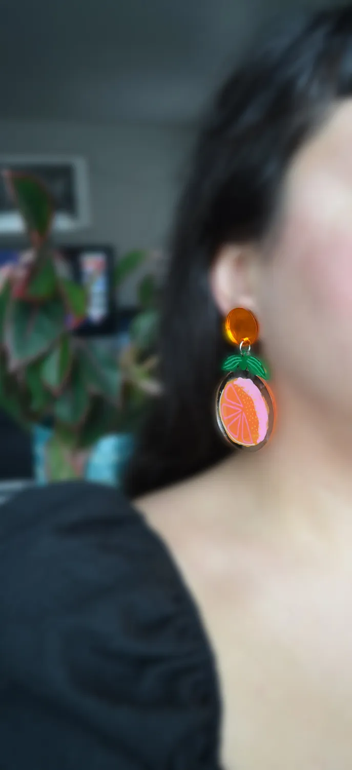 BooandBooFactory Orange Fruit fruktøredobber akryl appelsin