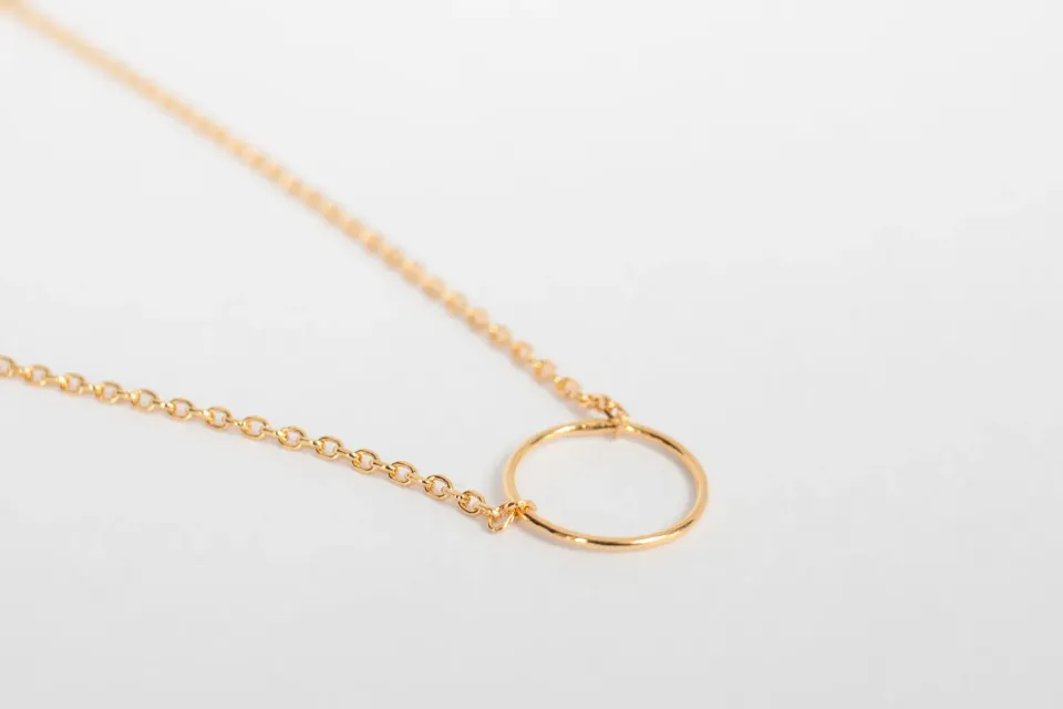 Eremis halssmykke stor ring gullbelagt 10 mm