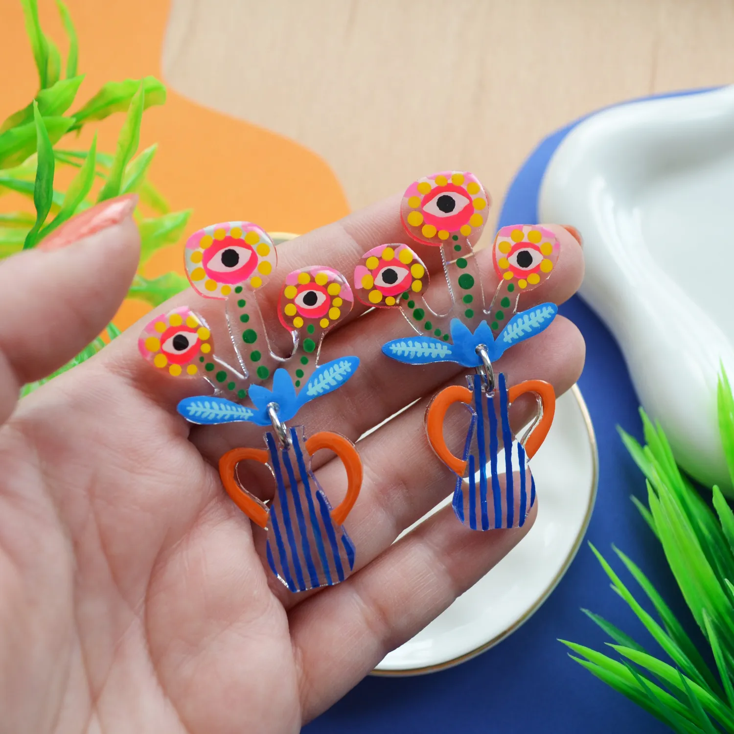BooandBooFactory Alien Eye Flower øredobber akrylblomst