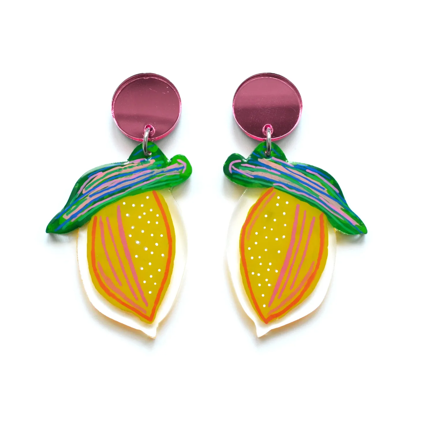 BooandBooFactory Lemon Fruit øredobber akryl sitron