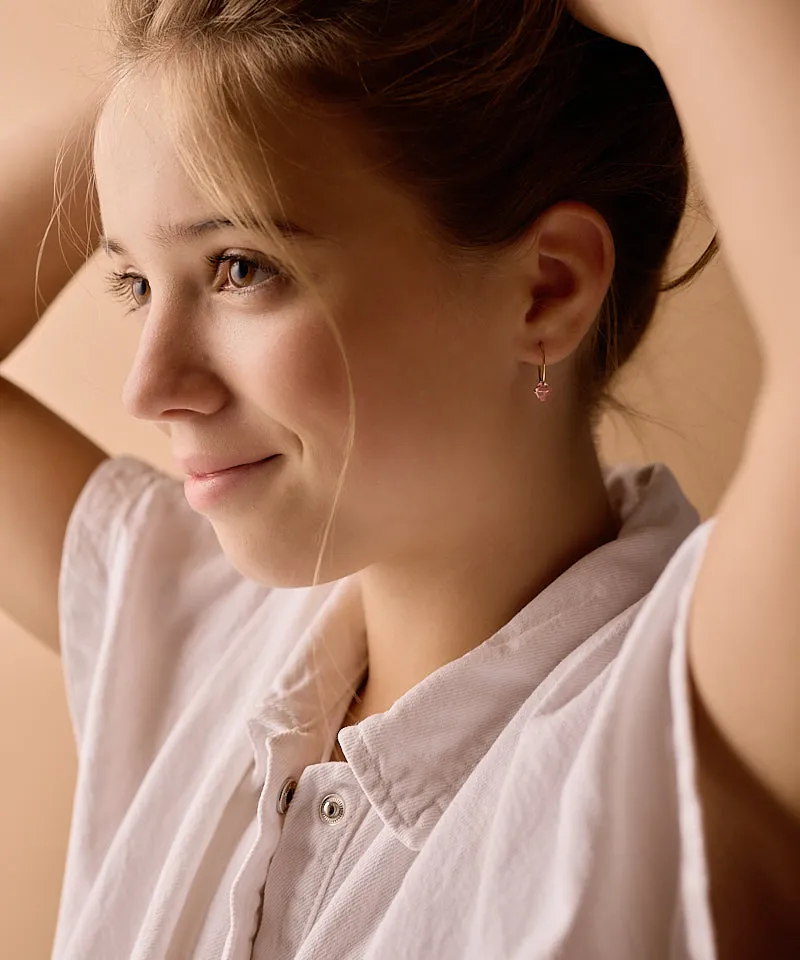 Blomdahl Ear Ring 14 mm øredobber light rose gull