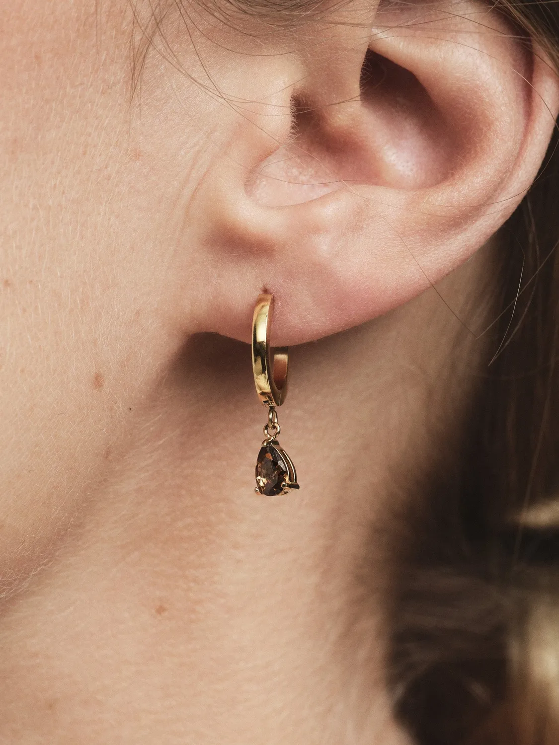 Mockberg Belle Coffee Hoops øredobber gull 13 mm