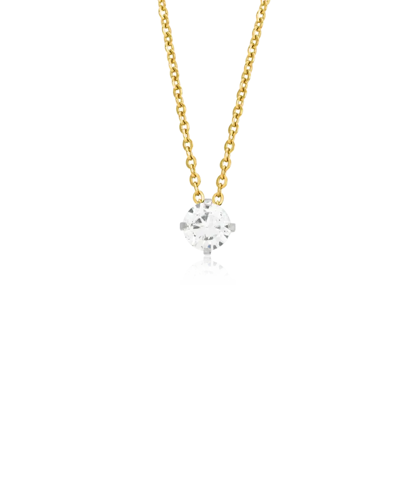 Blomdahl Tiffany halssmykke gull CZ White 5 mm