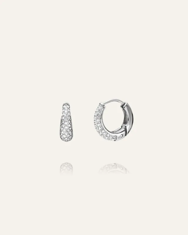 Mockberg Pavé Precious Small Hoops øredobber sølv 14 mm