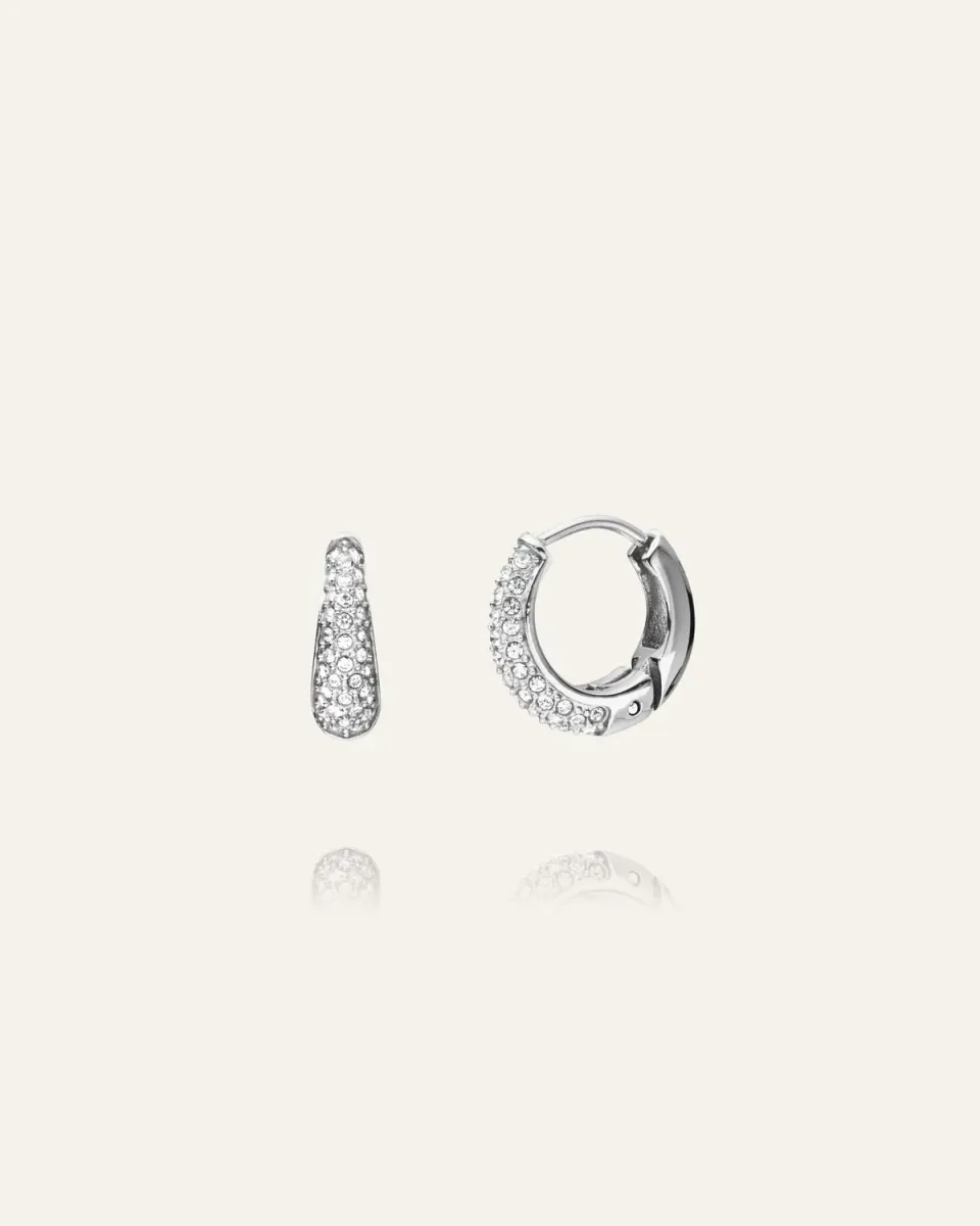 Mockberg Pavé Precious Small Hoops øredobber sølv 14 mm