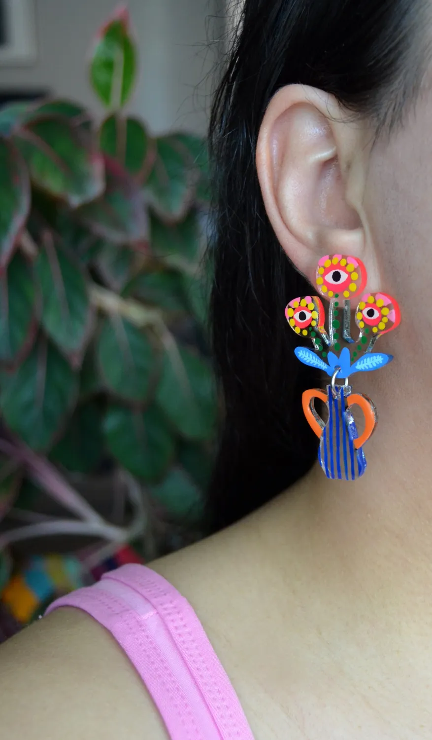 BooandBooFactory Alien Eye Flower øredobber akrylblomst