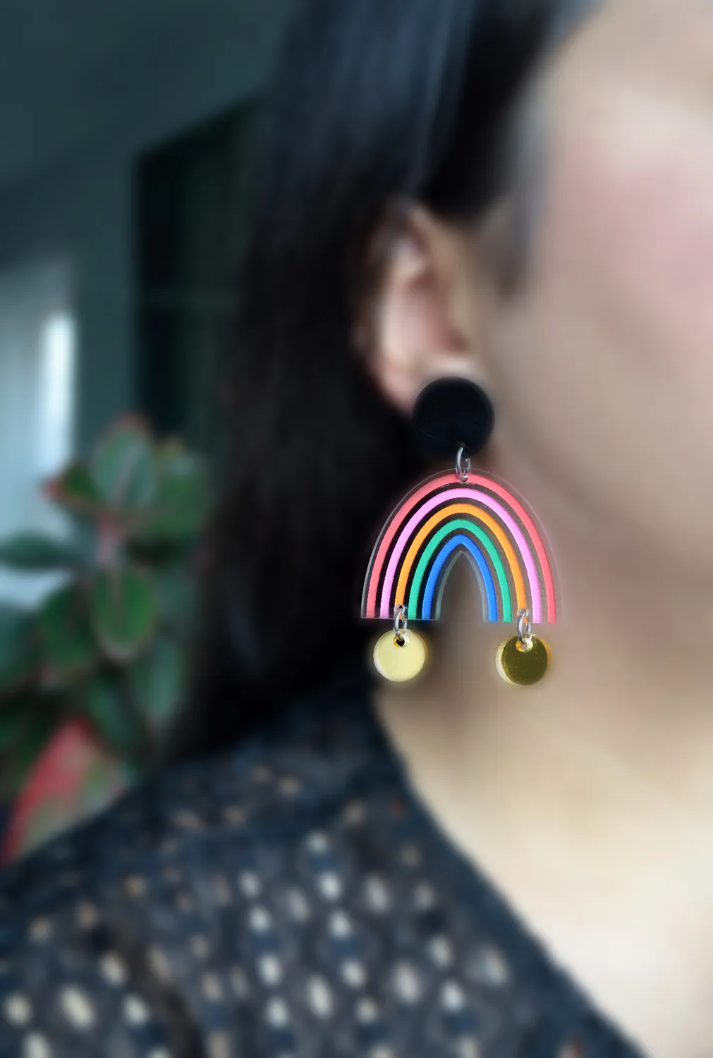BooandBooFactory Rainbow øredobber statement regnbue