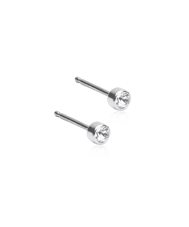 Blomdahl Bezel øredobber crystal 3 mm sølvfarget nikkelfri