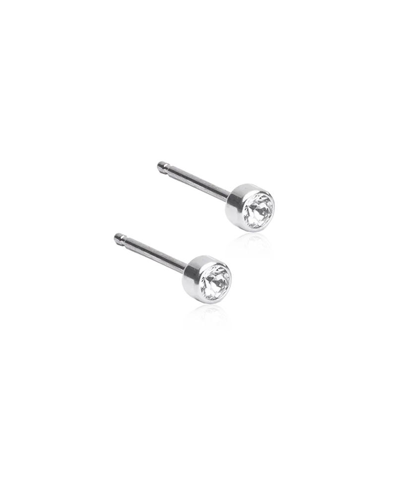 Blomdahl Bezel øredobber crystal 3 mm sølvfarget nikkelfri