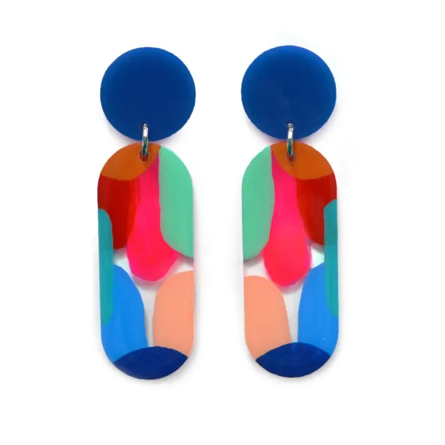 BooandBooFactory Oval Drop Resin øredobber flerfarget