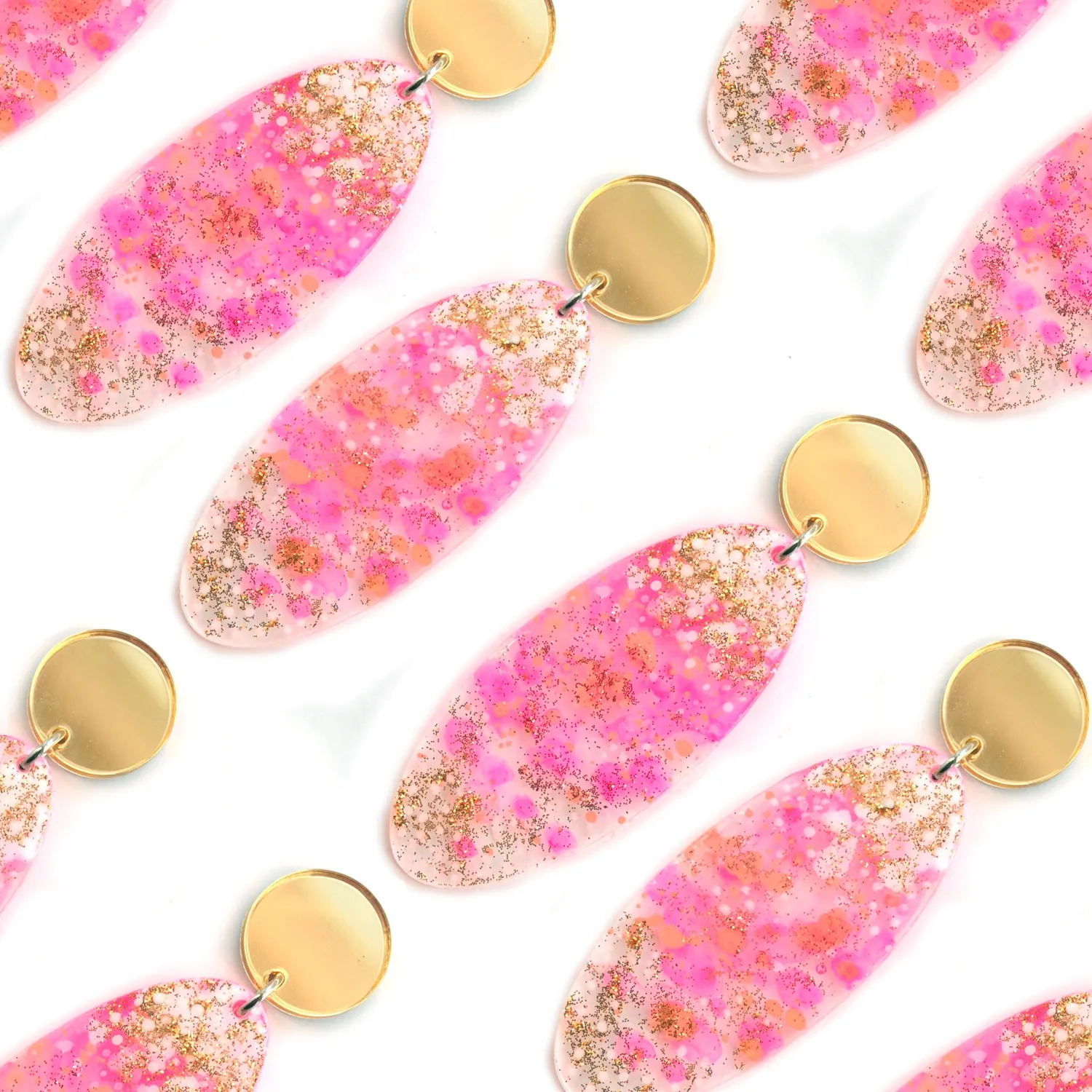 BooandBooFactory Pink Peach Abstract ovale dråpeøredobber