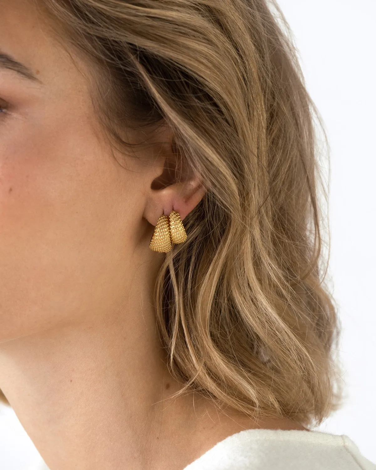 Mockberg Honey Hoops large øreringer gull 18 mm
