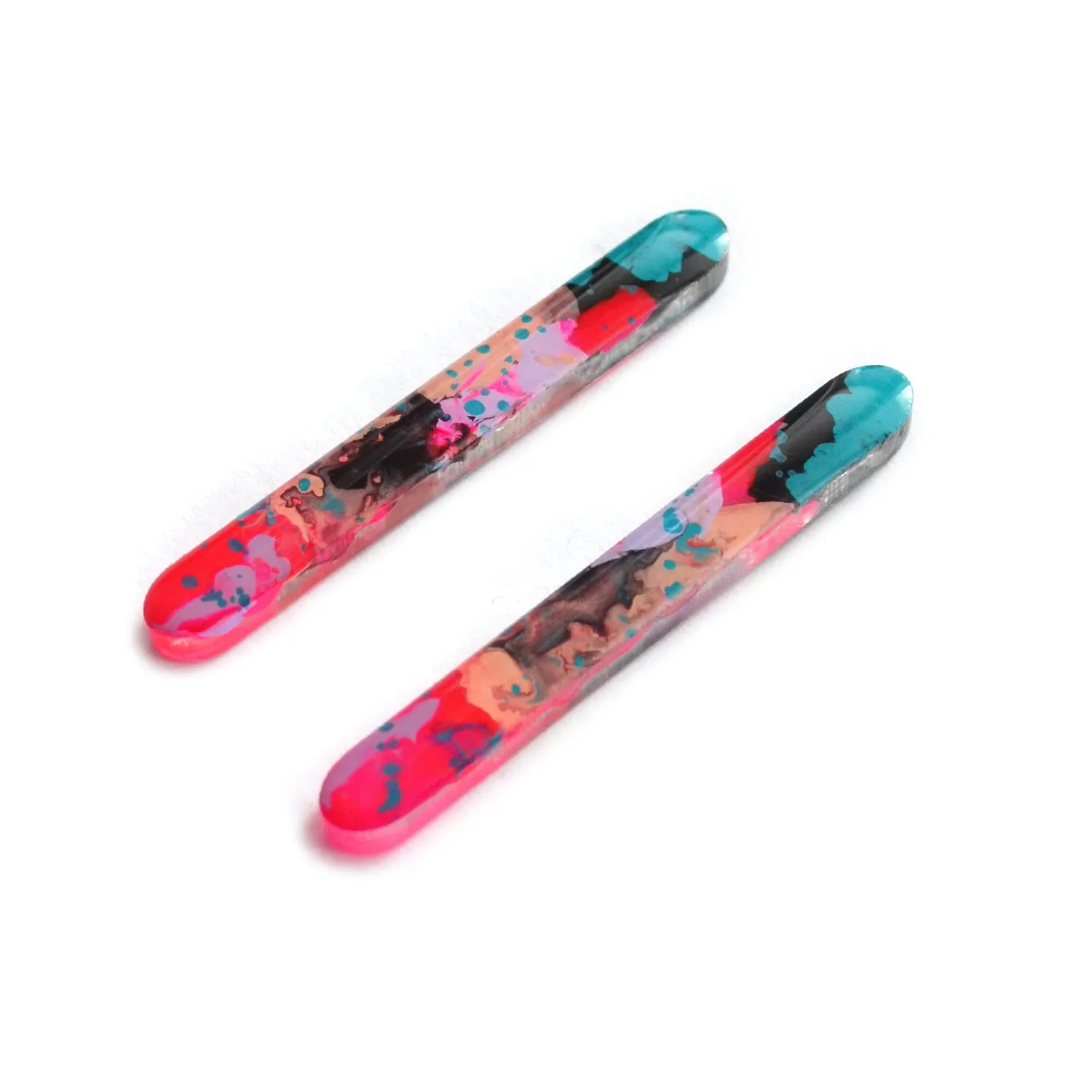 BooandBooFactory Watercolor Bar stud øredobber rosa blå