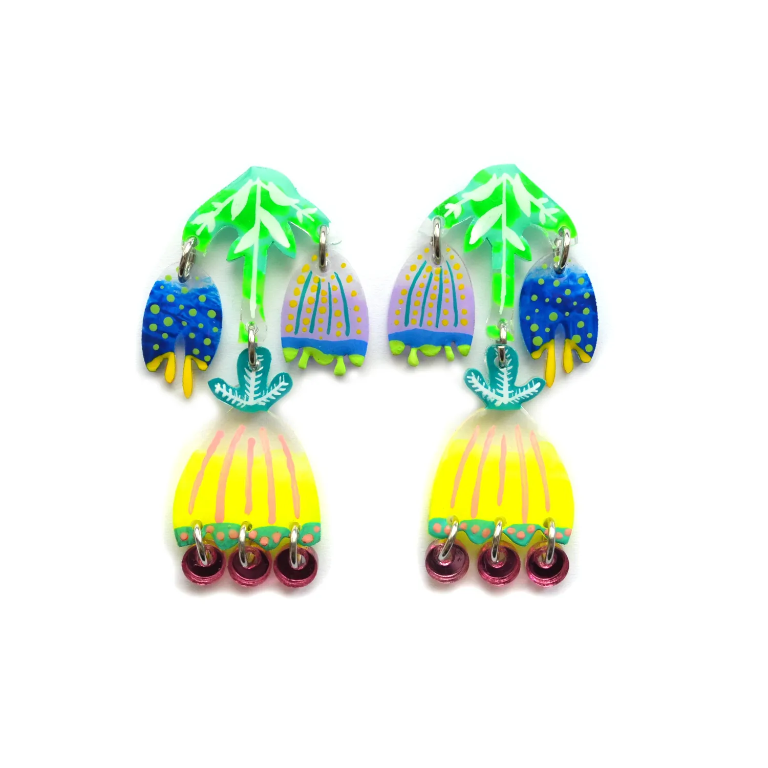 BooandBooFactory Neon Tulip blomsterøredobber pastell neon