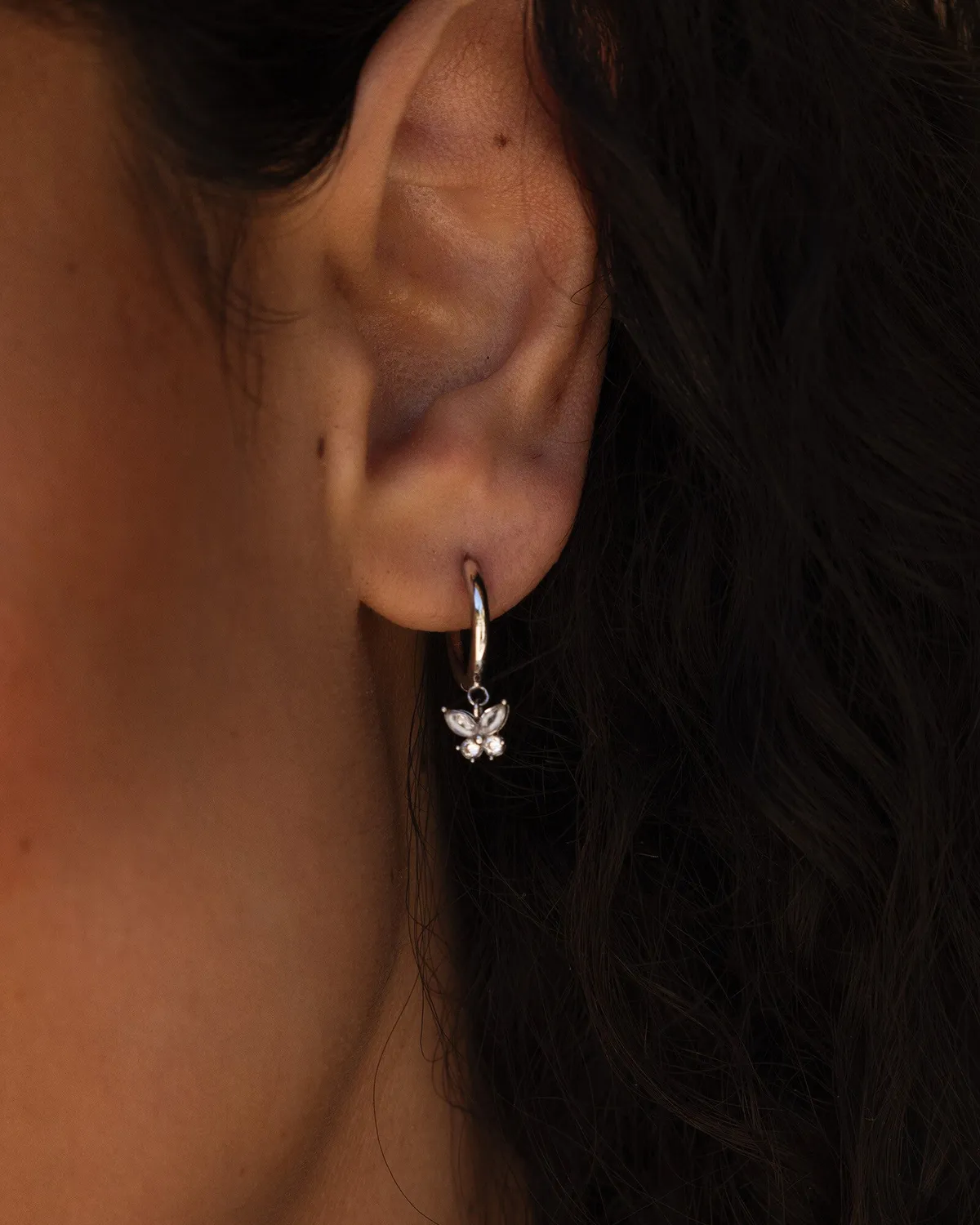 Mockberg Butterfly Hoops øredobber sølv 14mm