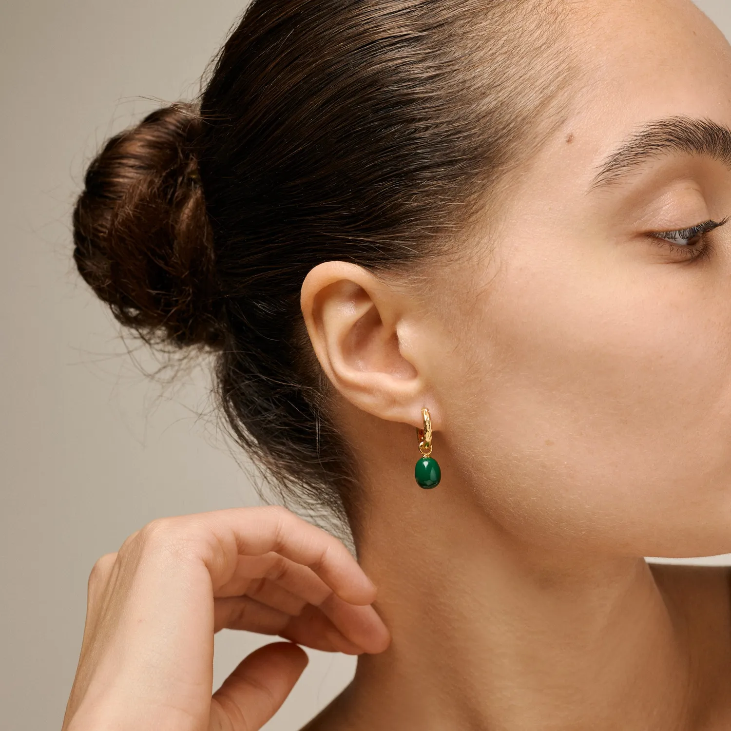 Enamel Significant hoops petrol 23x13 mm forgylt sølv