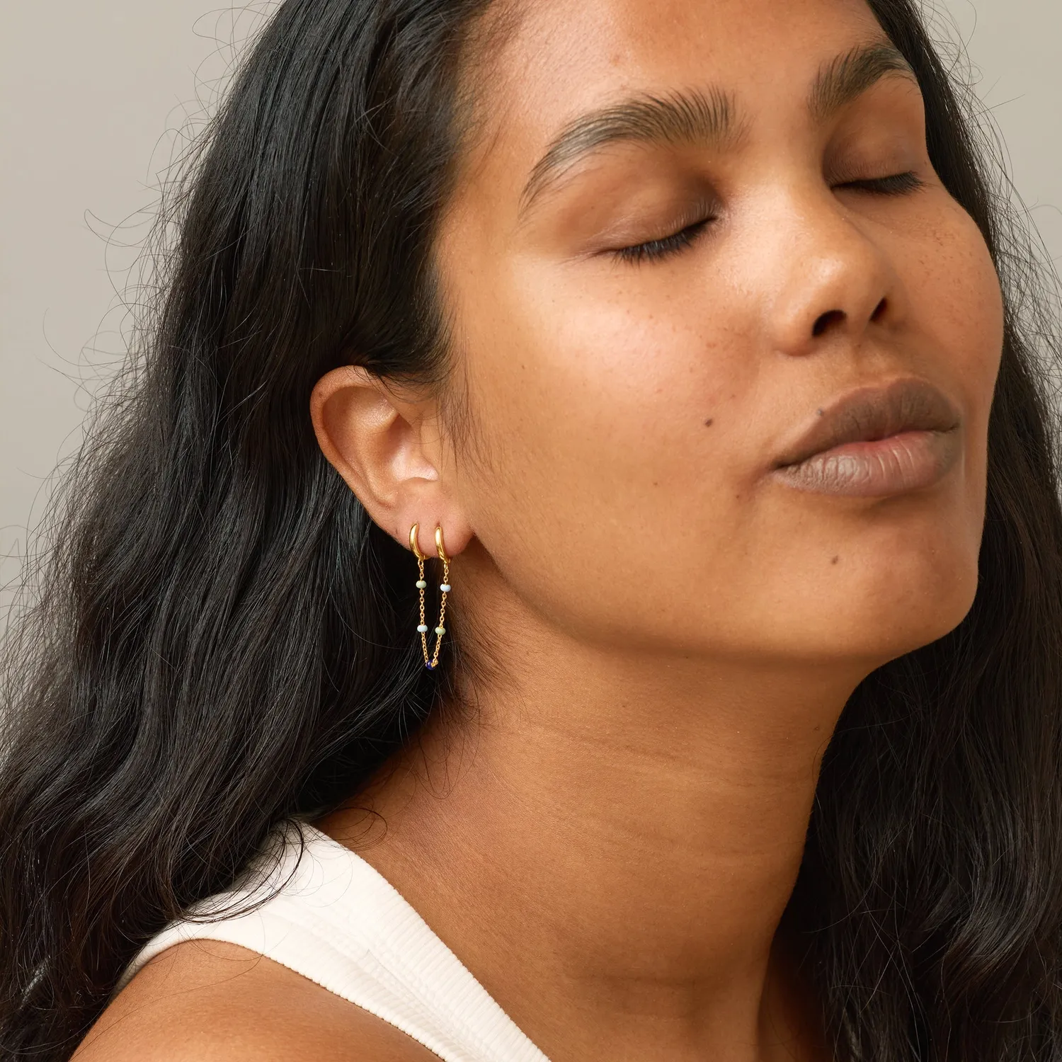 Enamel Lola Chain One Piece øredobb Earthtone