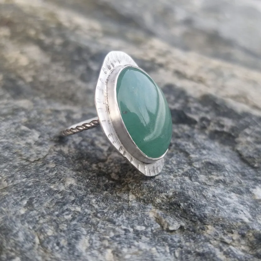 Kunstnerbonden Lykke ring sølv aventurin 12 mm