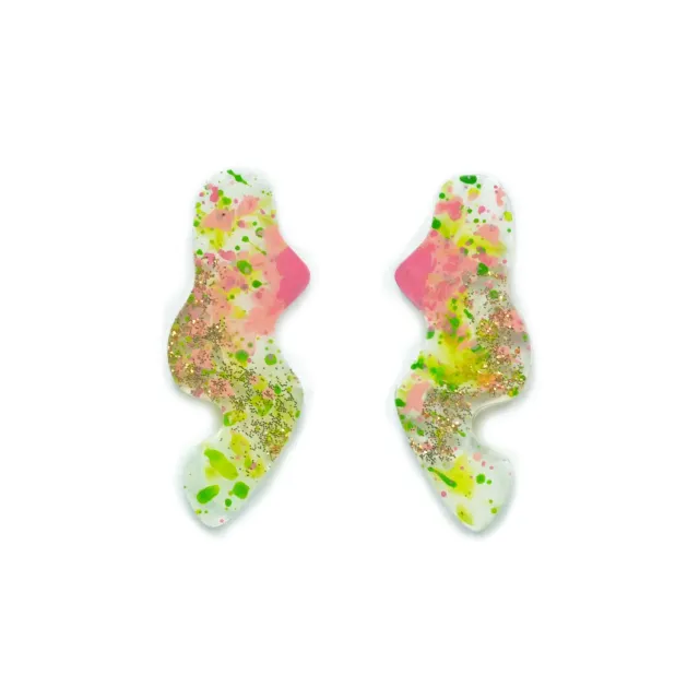 BooandBooFactory Pink Green Squiggle studøredobber bølge