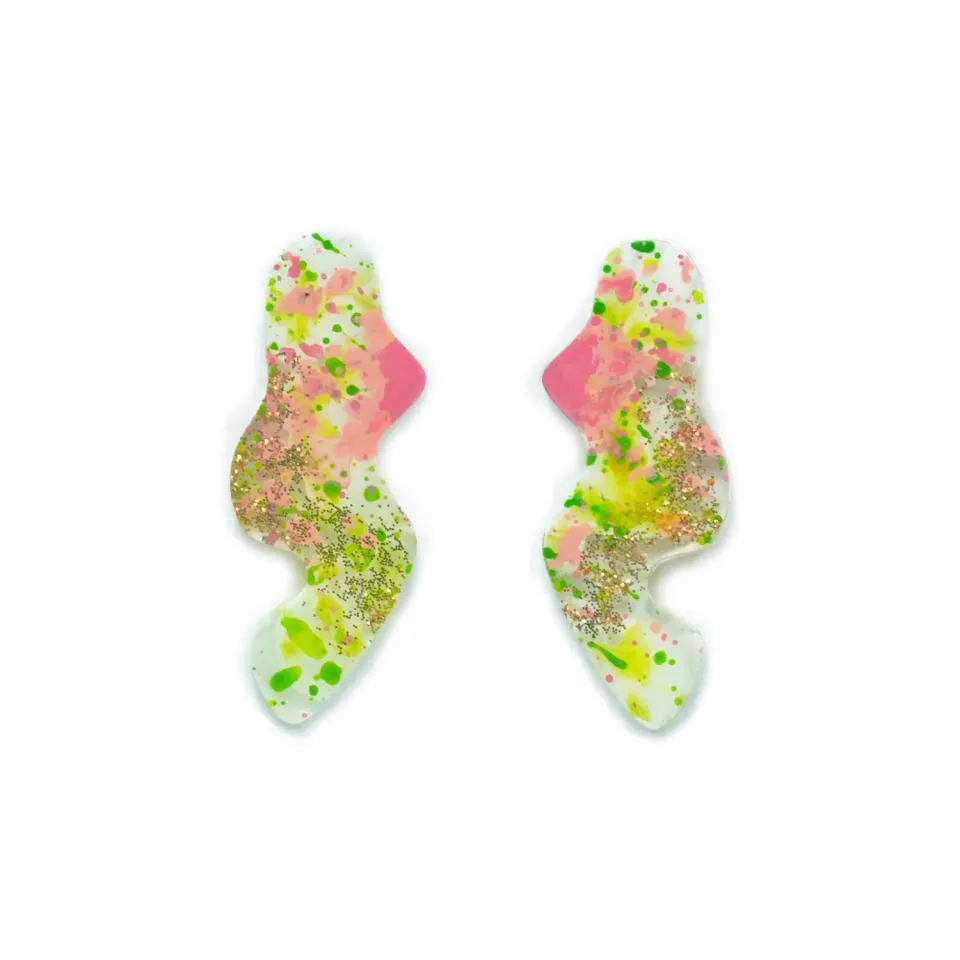 BooandBooFactory Pink Green Squiggle studøredobber bølge
