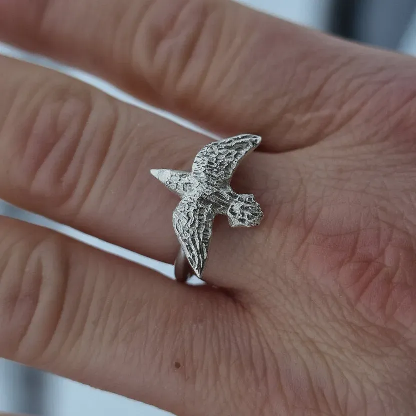 Kunstnerbonden Fri som fuglen mini ring sølv