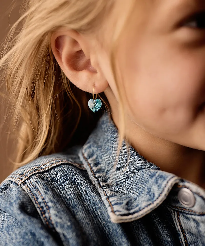 Blomdahl Ear Ring Heart ørering aquamarine 14 mm gullfarget