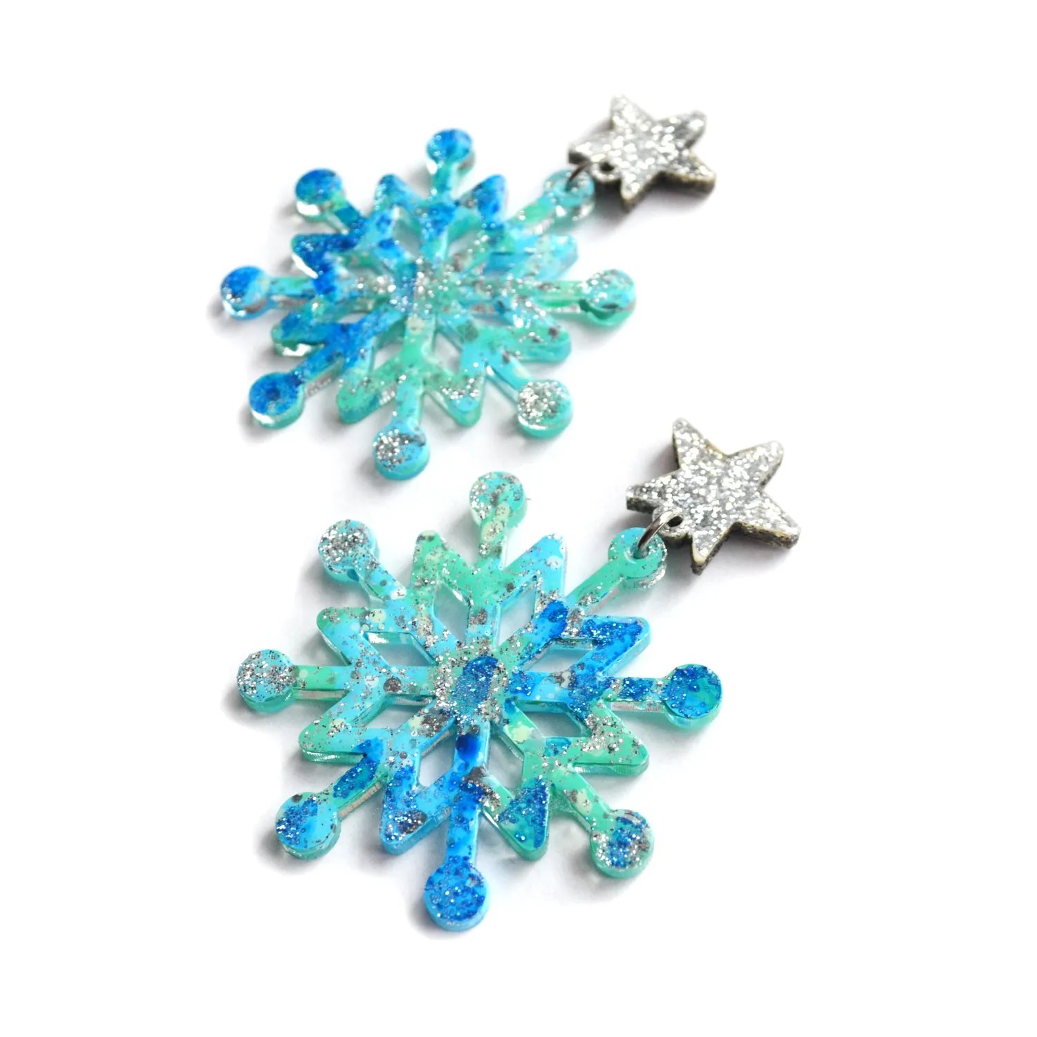 BooandBooFactory Blue Snowflake øredobber vinter