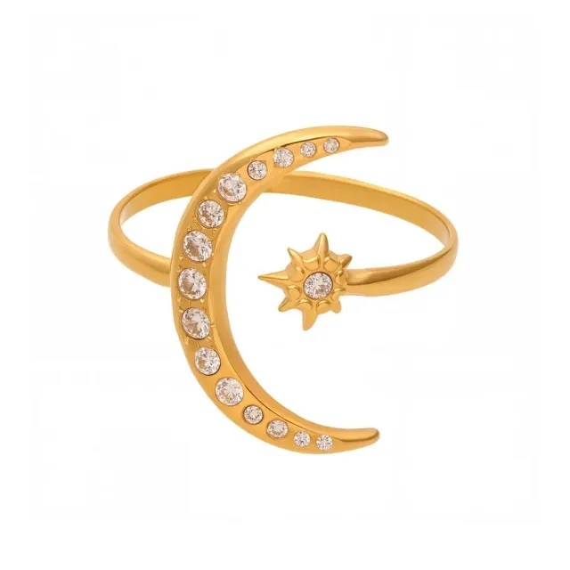 Mea Nani Moonlight Ring gull justerbar glitrende