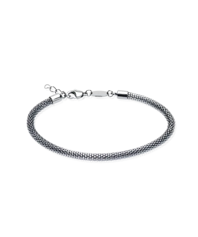 Blomdahl Grand Round Mesh armbånd sølv 15,5–19 cm