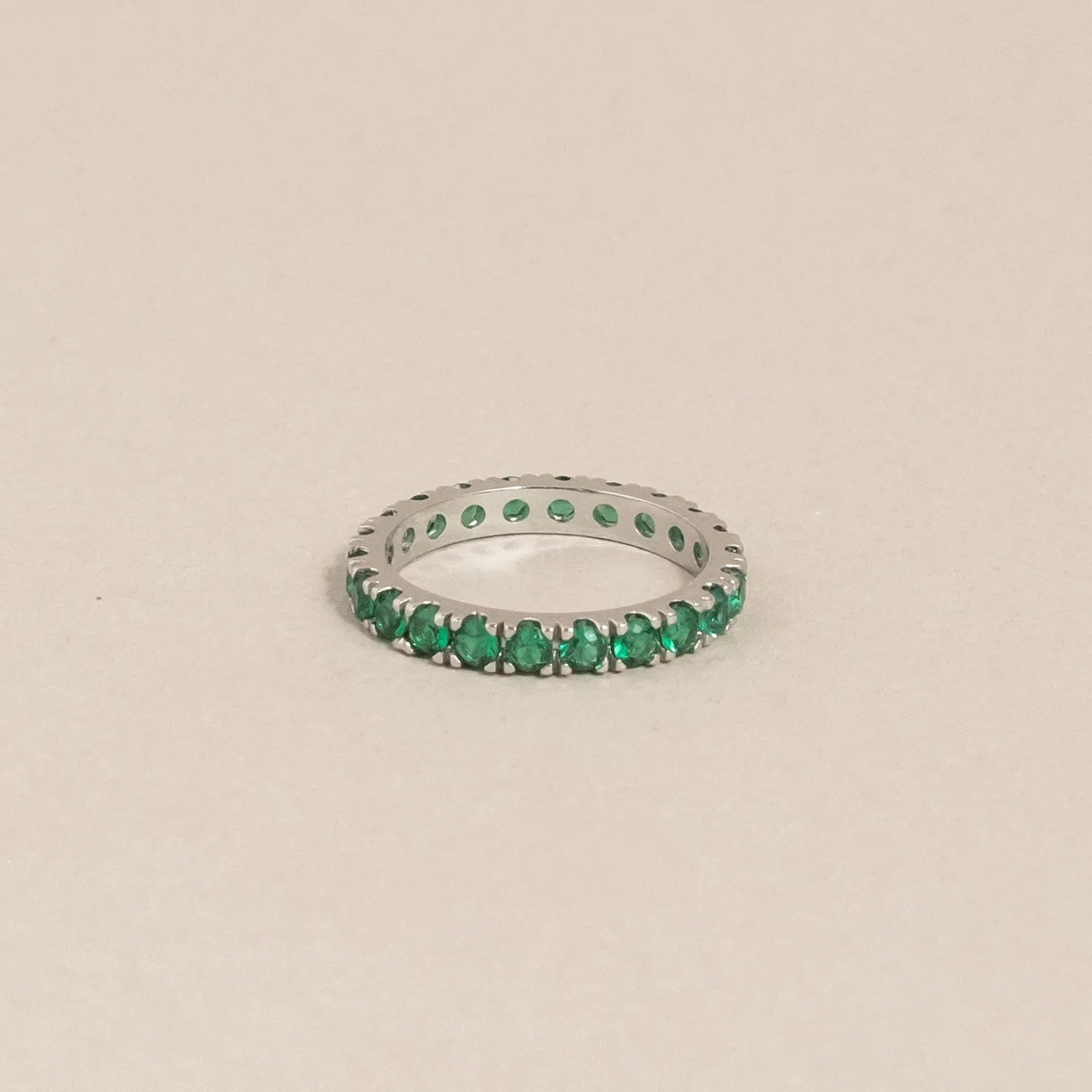 Mockberg Elipse ring sølv grønn 52 stacking