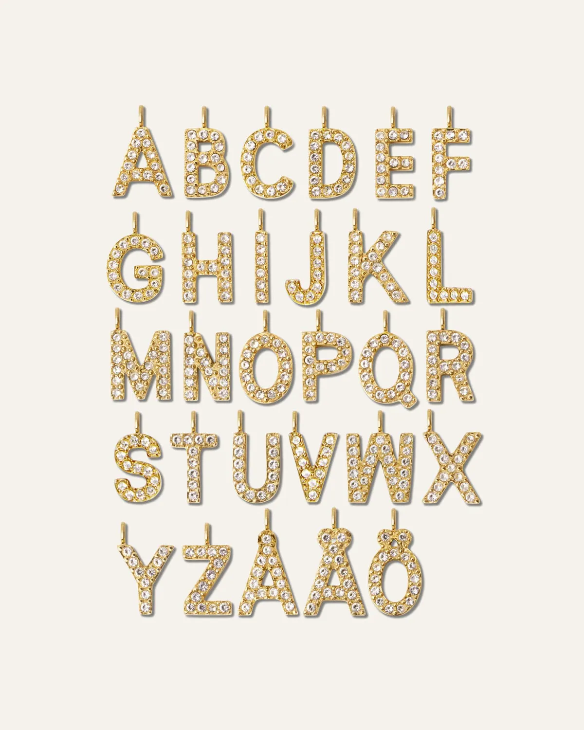 Mockberg Petite Stone Letter Necklace bokstav gull