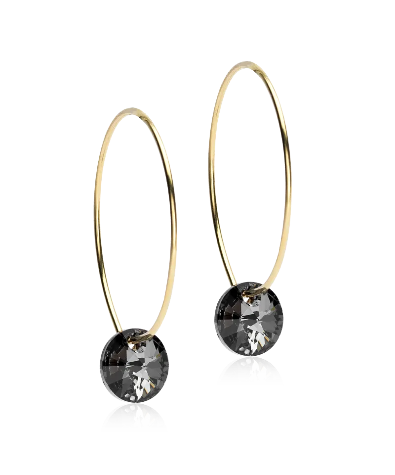 Blomdahl Pendant Round øredobber black diamond gullfarget titan