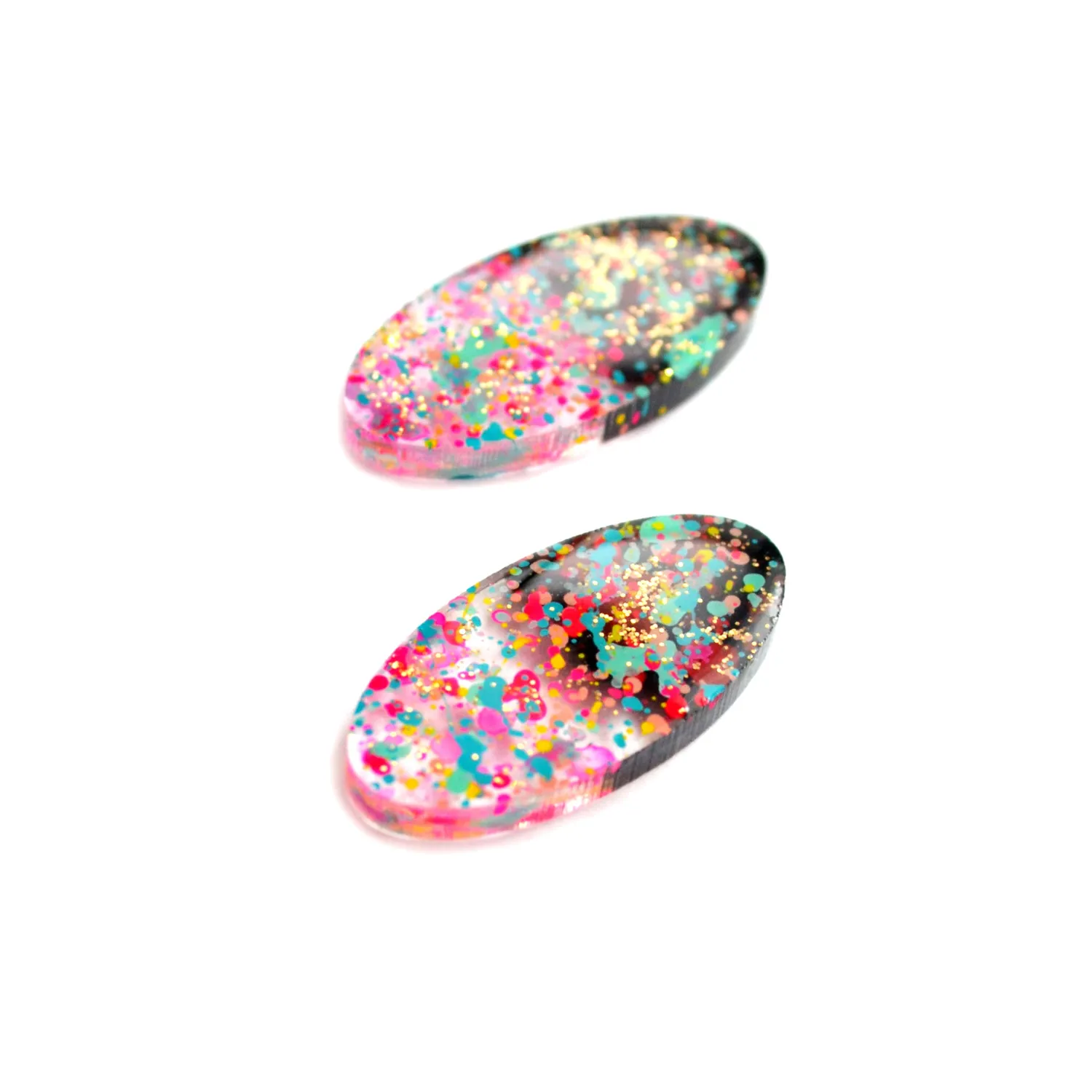 BooandBooFactory Confetti Glitter studøredobber oval