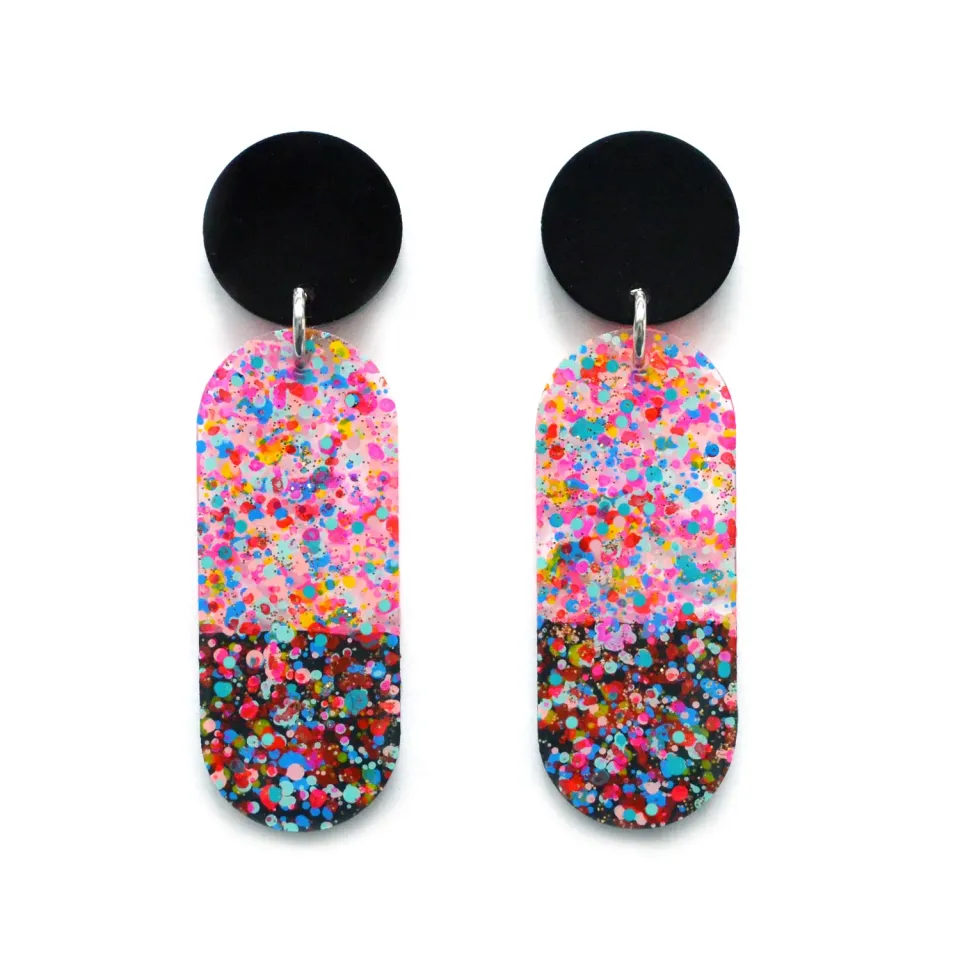 BooandBooFactory Confetti Oval øredobber resin konfetti
