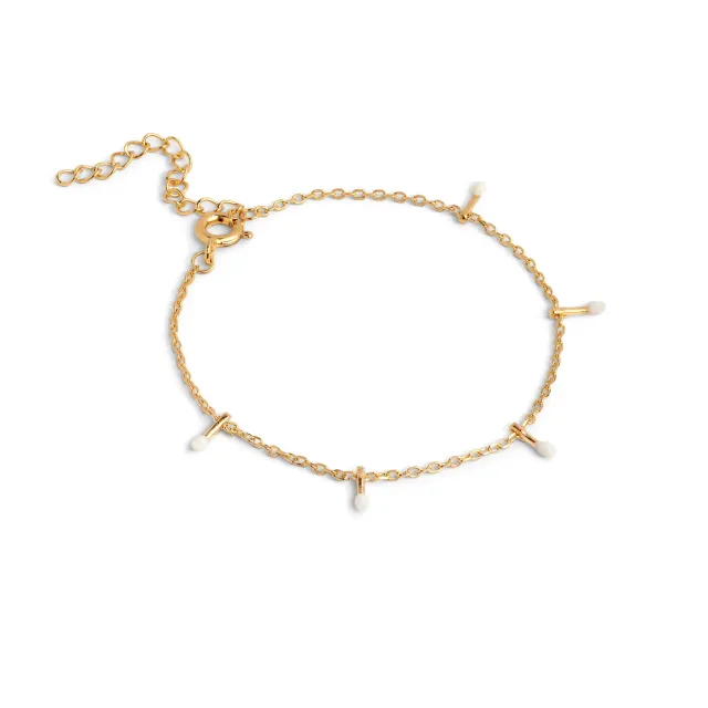 Enamel Lola Drop armbånd Daisy 15+4 cm forgylt sølv