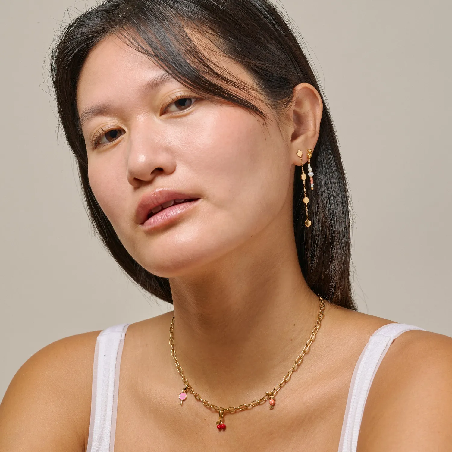 Enamel Nara Whimsically øredobber Coralia perle
