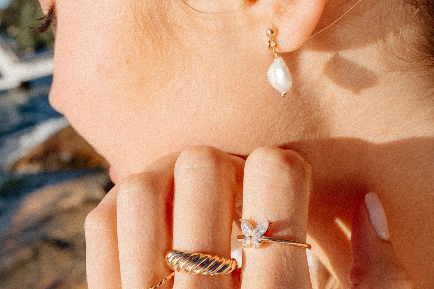 Eremis Papillonne ring zirkonia gullbelagt