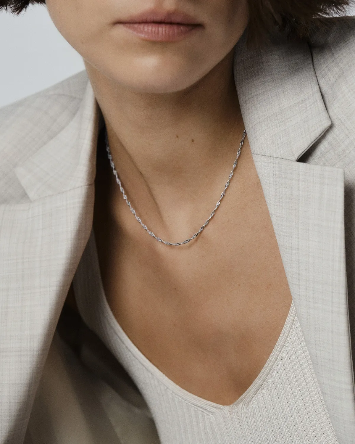 Mockberg Twirl Necklace halskjede 400 mm sølv