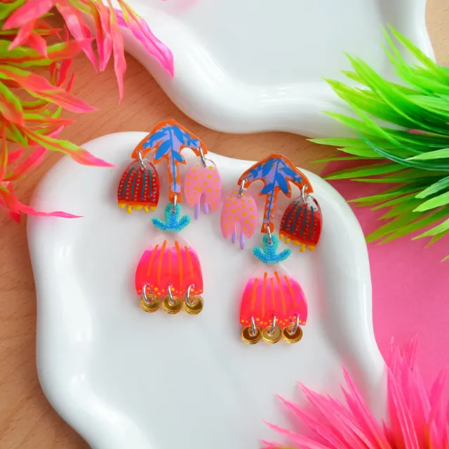 BooandBooFactory Tulip Flower studs øredobber flerfarget