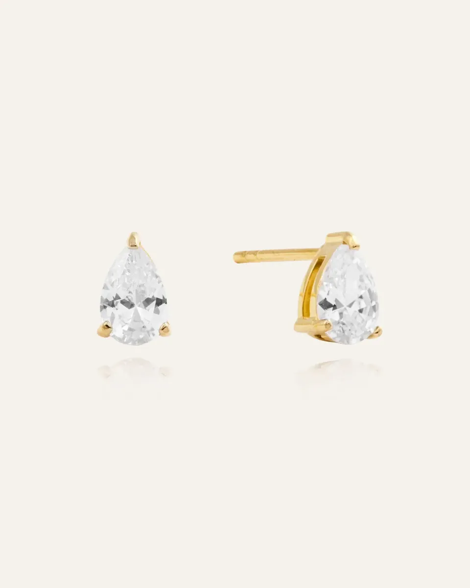 Mockberg Belle White Medium Studs øredobber gull