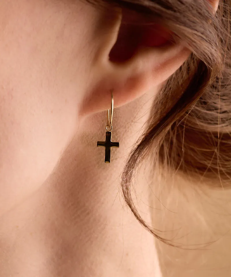 Blomdahl Ear Ring øredobber 14 mm Cross gullfarget