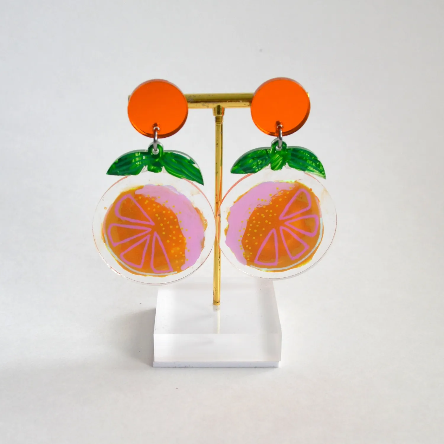 BooandBooFactory Orange Fruit fruktøredobber akryl appelsin