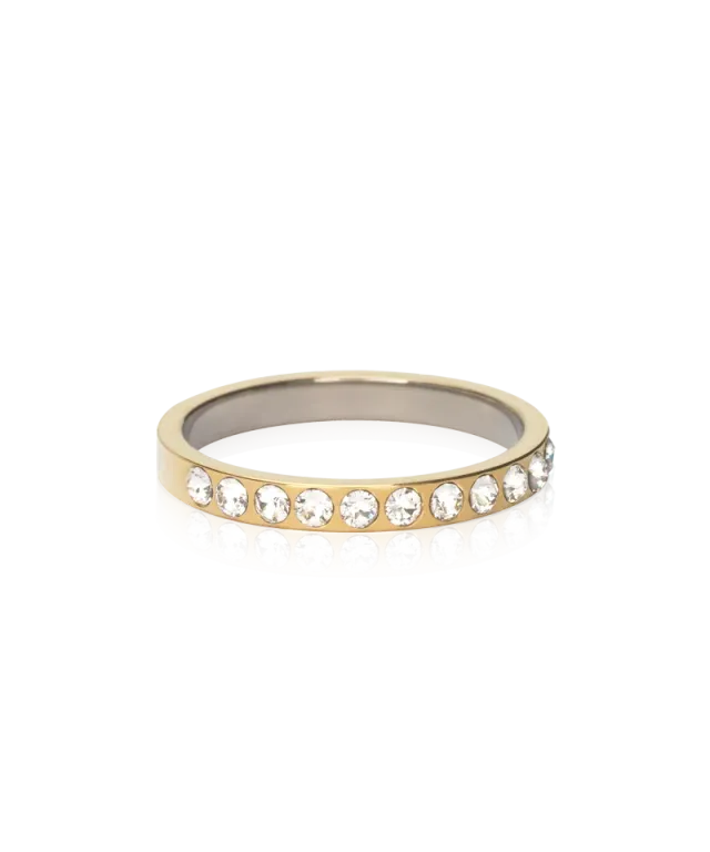Blomdahl Brilliance Curved ring crystal gullfarget