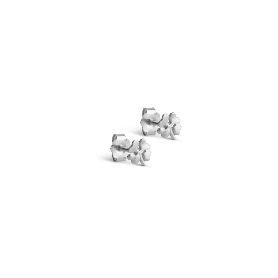 Enamel Organic Clover Mini studs 5,5 mm sølv