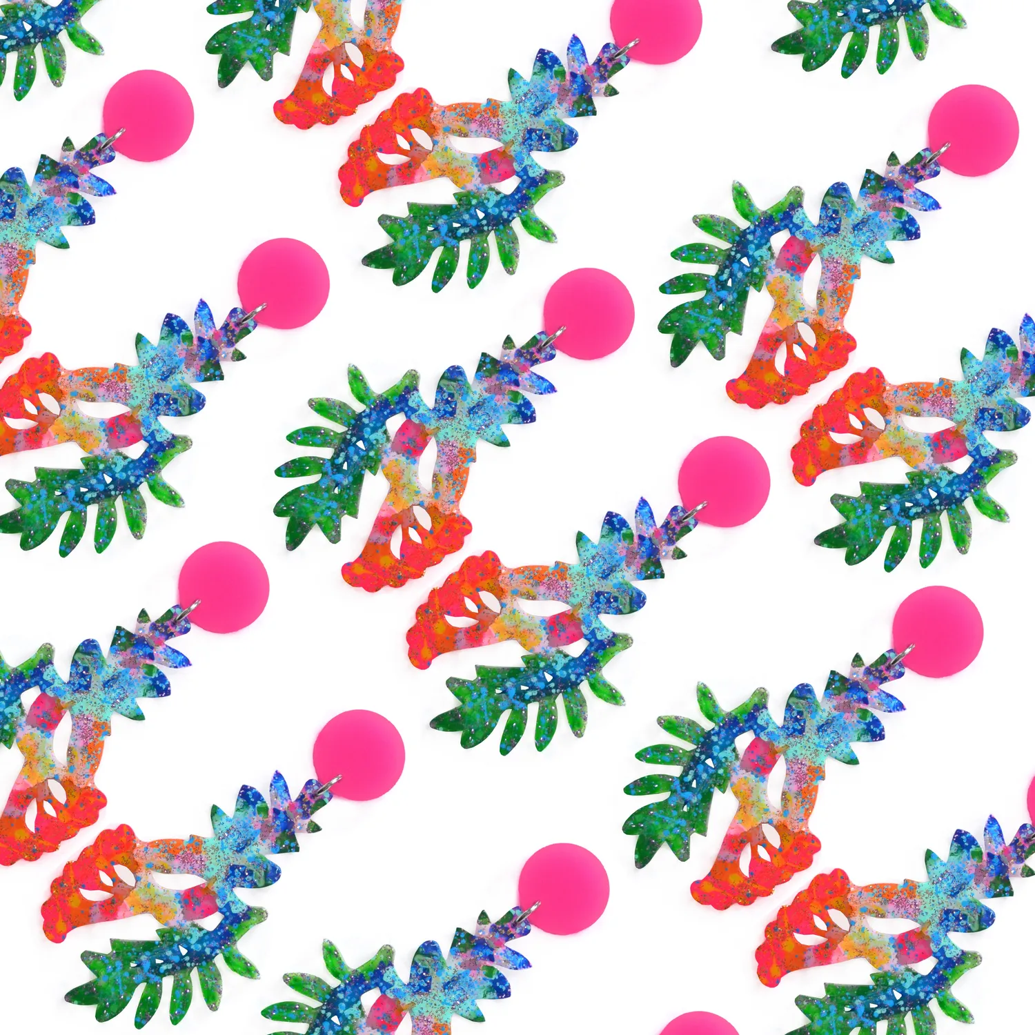 BooandBooFactory Tropical Flower øredobber 1 par fargerik