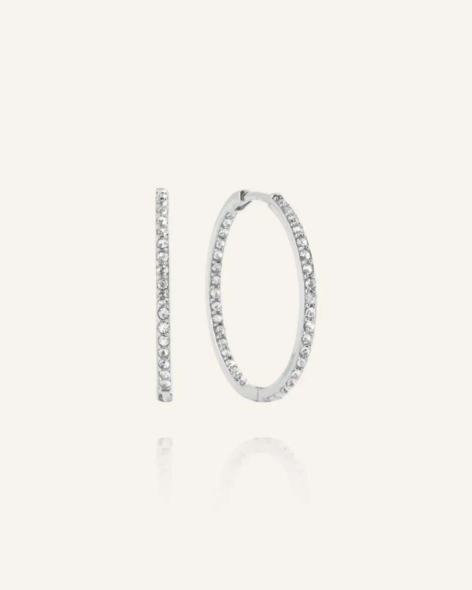 Mockberg Sparkle XL Hoops øredobber sølv 26mm zirkonia