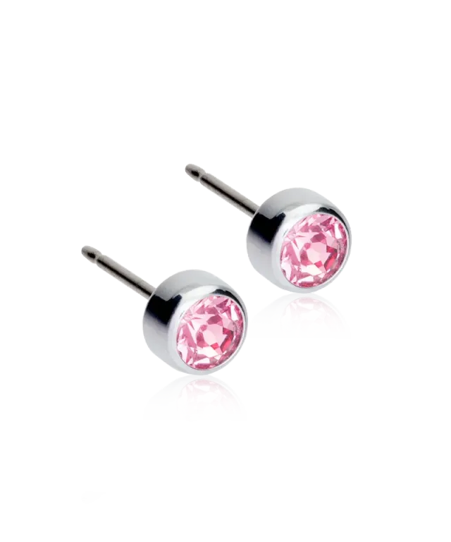 Blomdahl Bezel øredobber 5 mm light rose sølv nikkel­frie